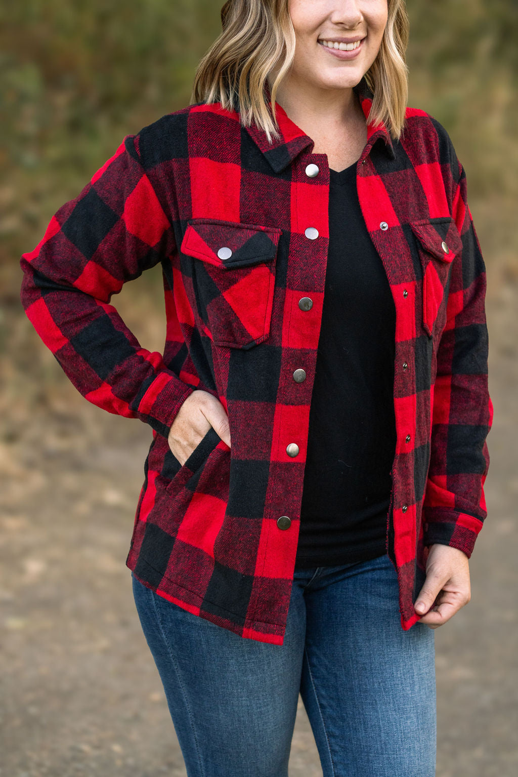 Michelle Mae Norah Plaid Shacket - Buffalo Plaid