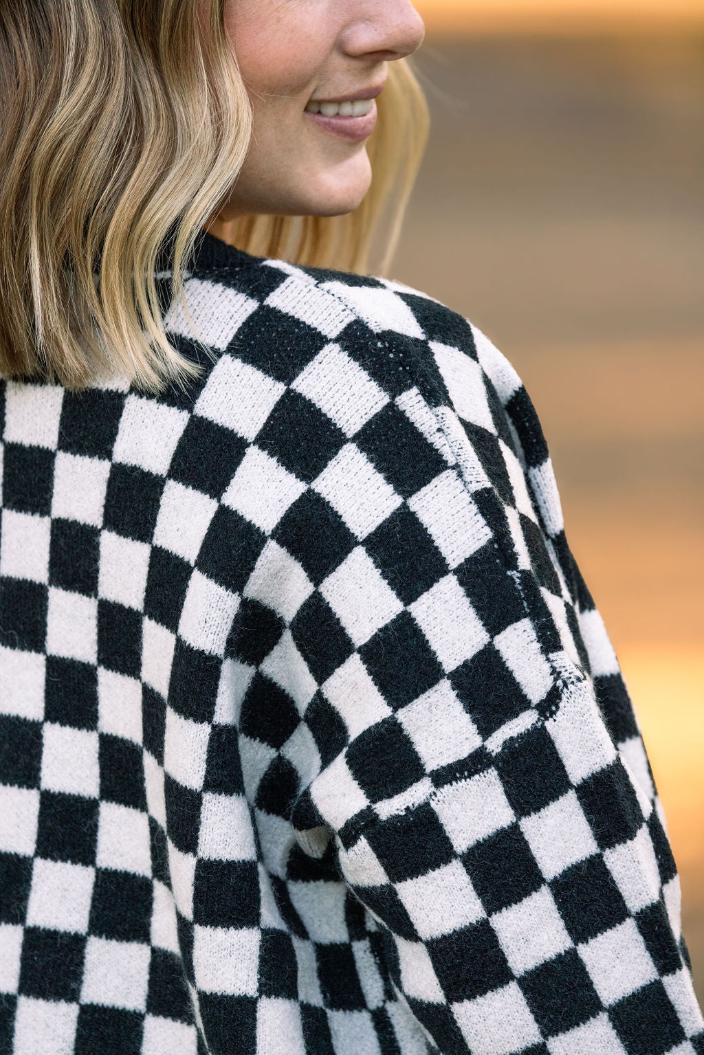 Michelle Mae Black Checker Cardigan