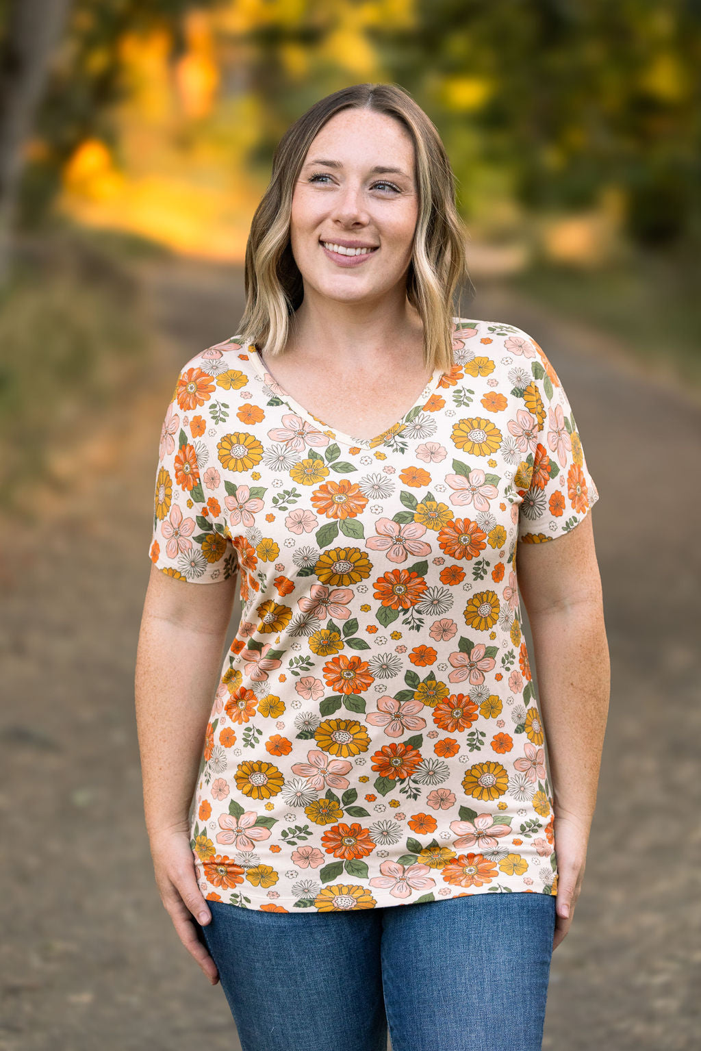 Michelle Mae Chloe Cozy Tee - Fall Boho Floral