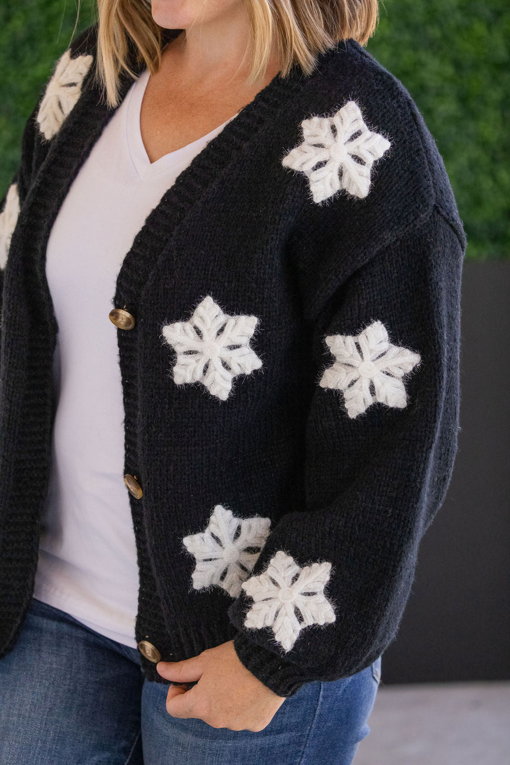 Michelle Mae Snowflake Cardigan - Black