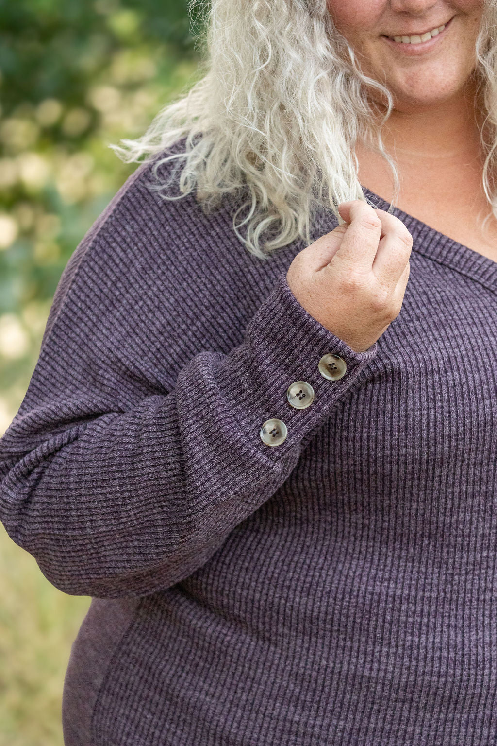 Michelle Mae Brittney Button Sweater - Purple