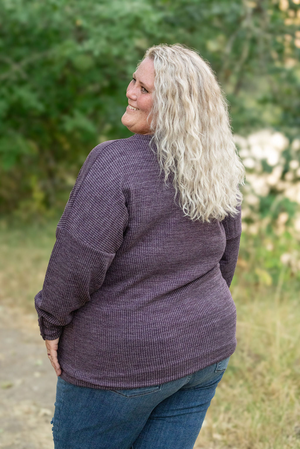 Michelle Mae Brittney Button Sweater - Purple