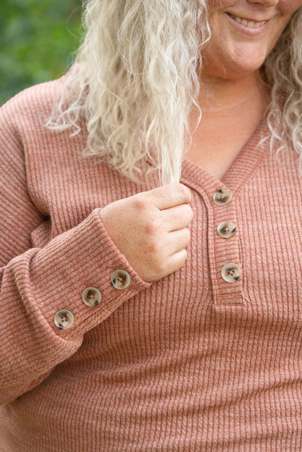 Michelle Mae Brittney Button Sweater - Terra Cotta