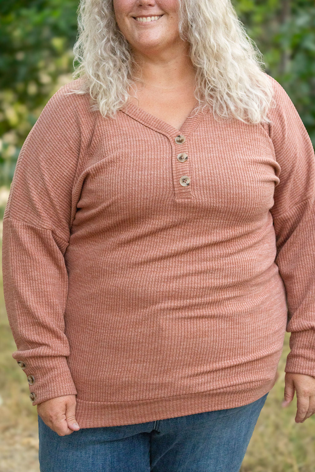 Michelle Mae Brittney Button Sweater - Terra Cotta