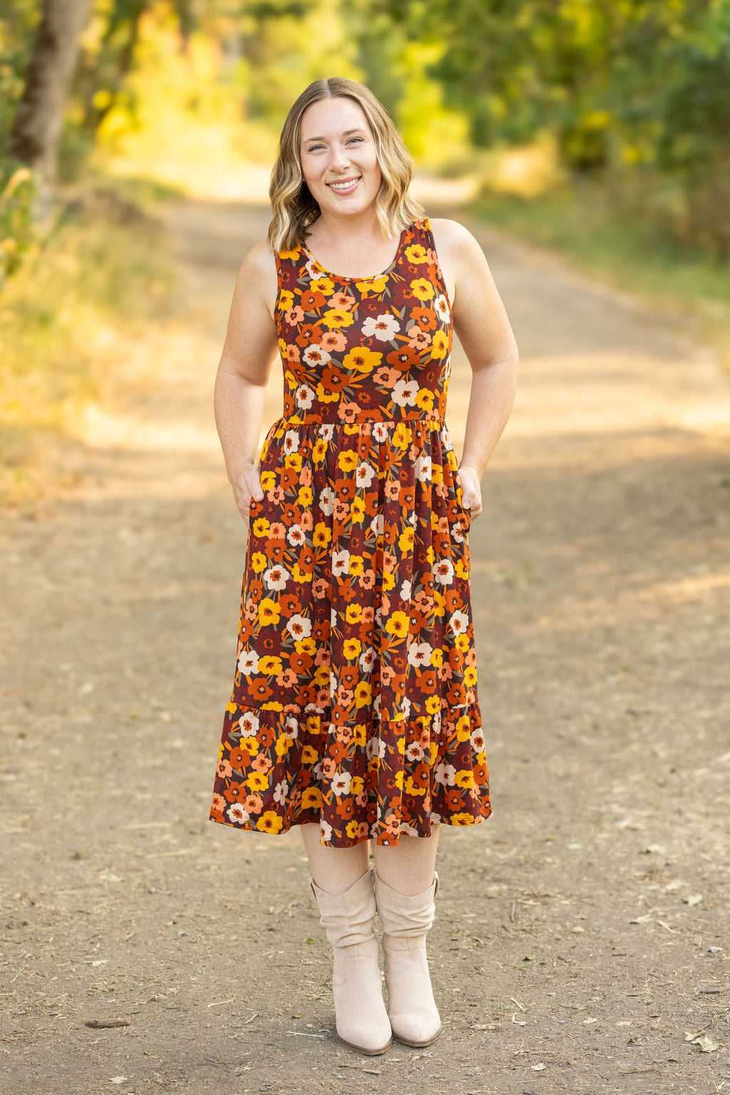 Michelle Mae Bailey Dress - Brown Fall Floral