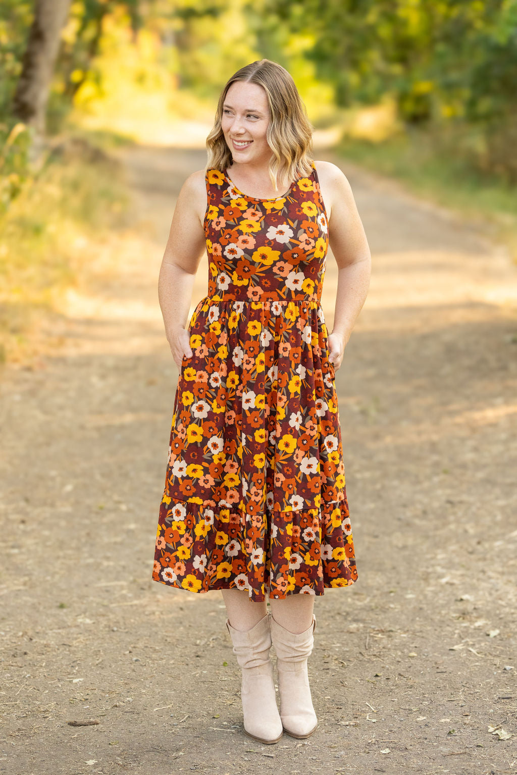 Michelle Mae Bailey Dress - Brown Fall Floral