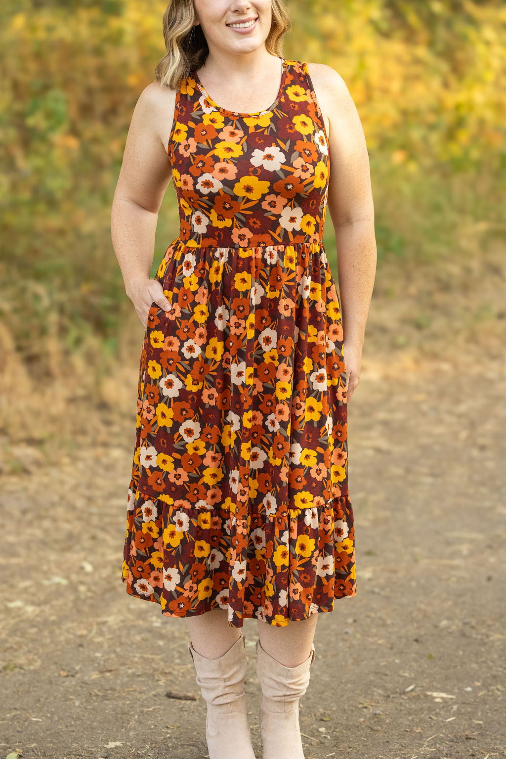 Michelle Mae Bailey Dress - Brown Fall Floral