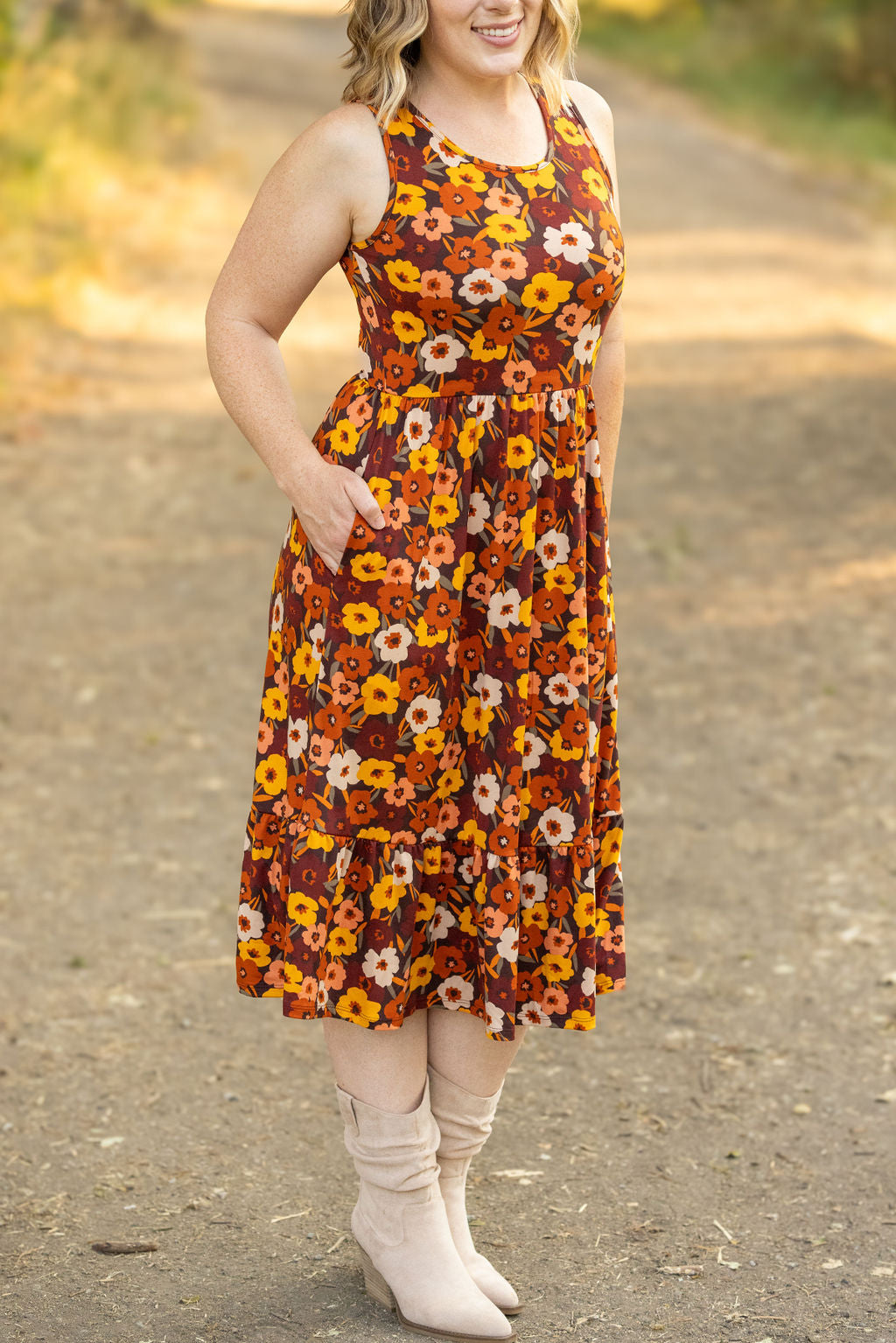 Michelle Mae Bailey Dress - Brown Fall Floral