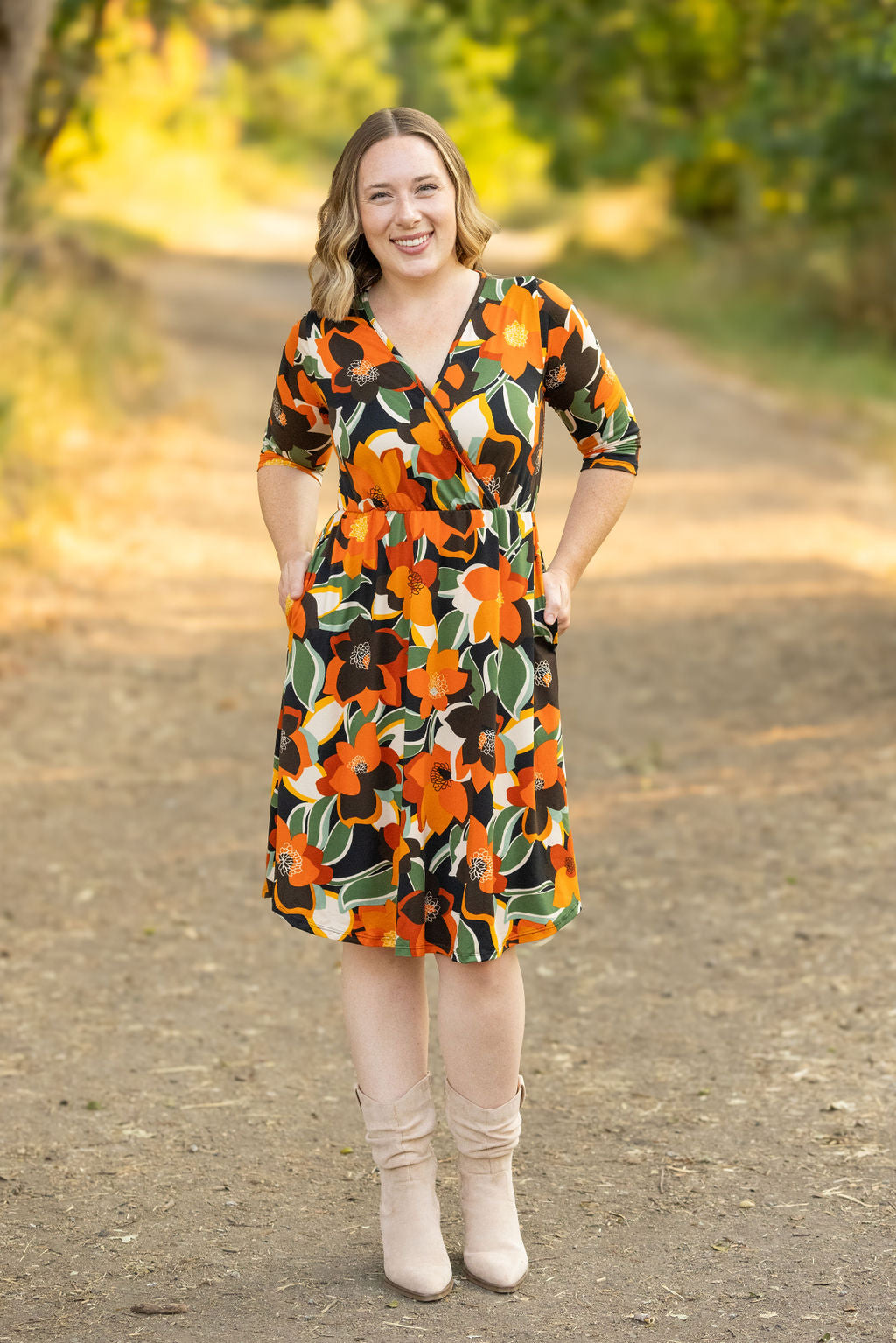 Michelle Mae Taylor Dress - Bold Olive Floral