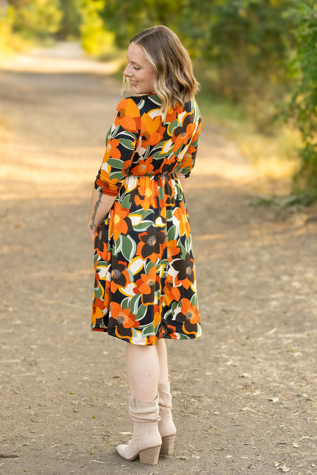 Michelle Mae Taylor Dress - Bold Olive Floral