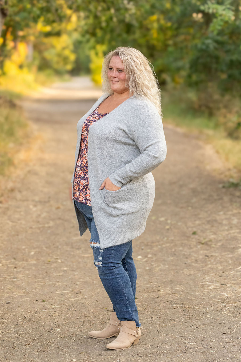 Michelle Mae Madison Cozy Cardigan - Light Grey