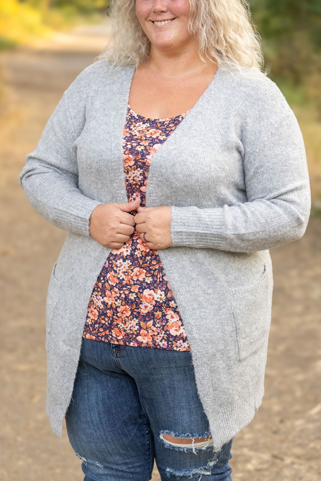 Michelle Mae Madison Cozy Cardigan - Light Grey