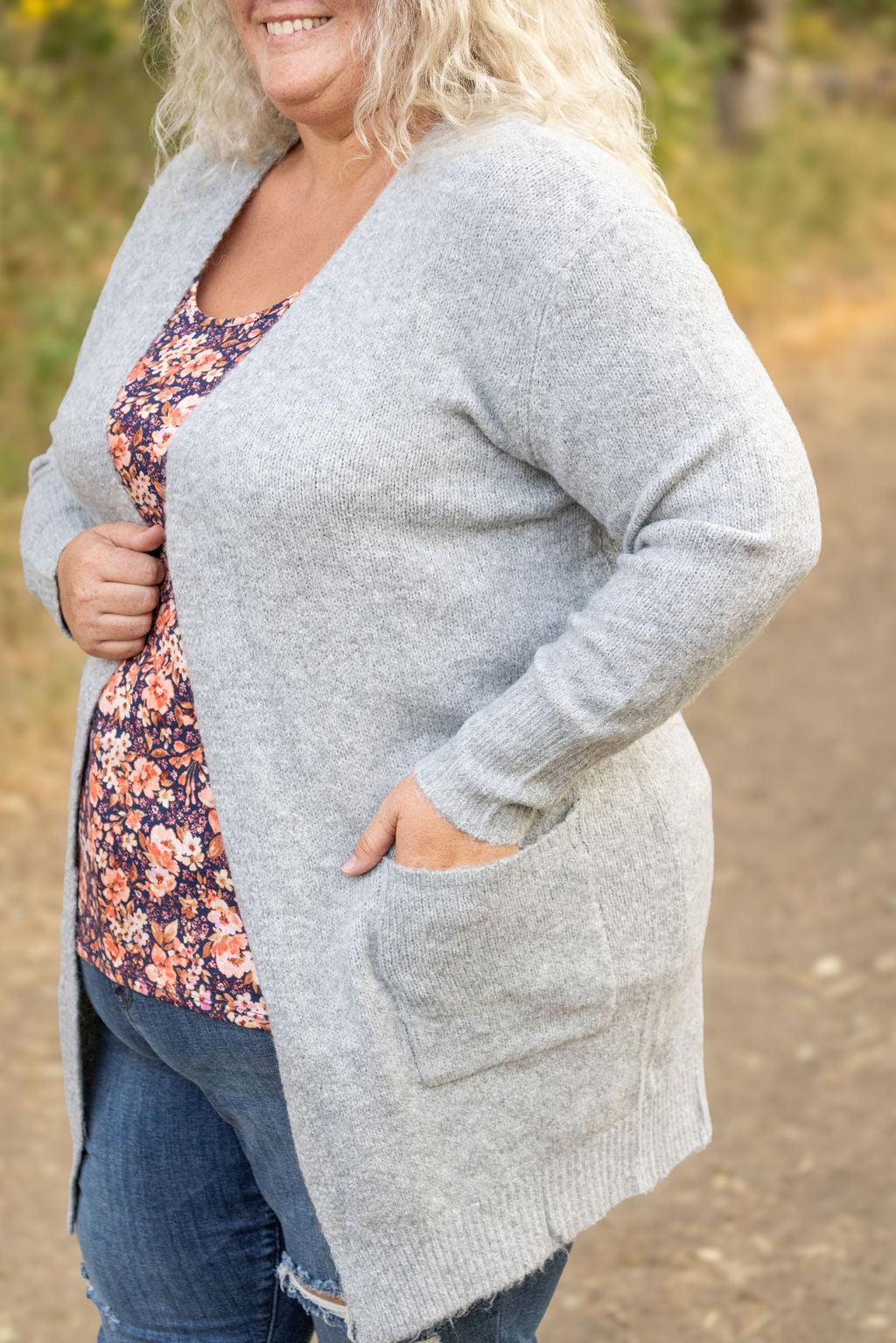 Michelle Mae Madison Cozy Cardigan - Light Grey