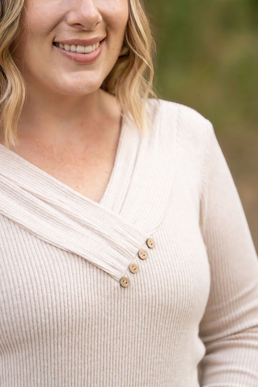 Michelle Mae Brooklyn Button Top - Oatmeal