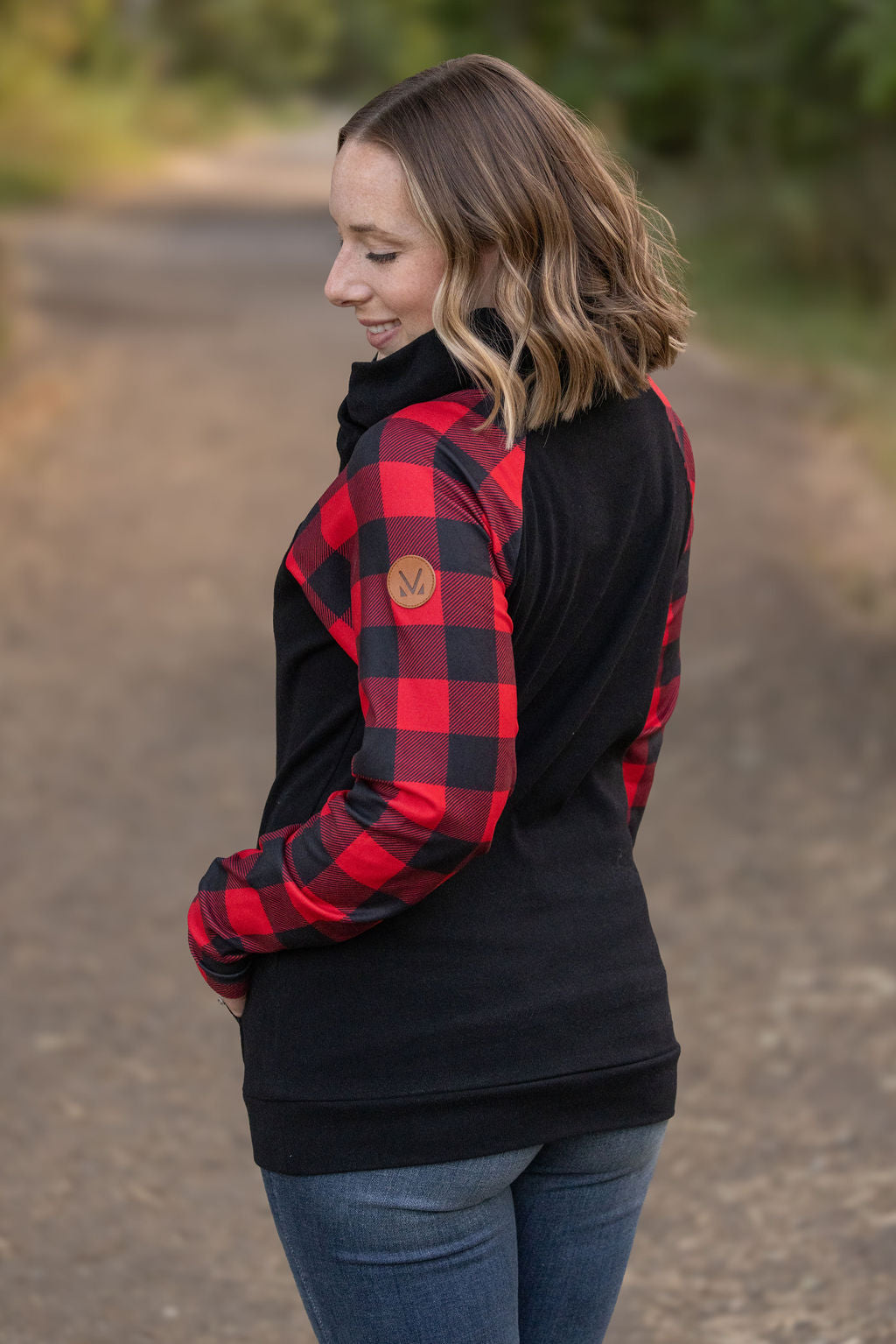 Michelle Mae Zoey ZipCowl - Black and Buffalo Plaid