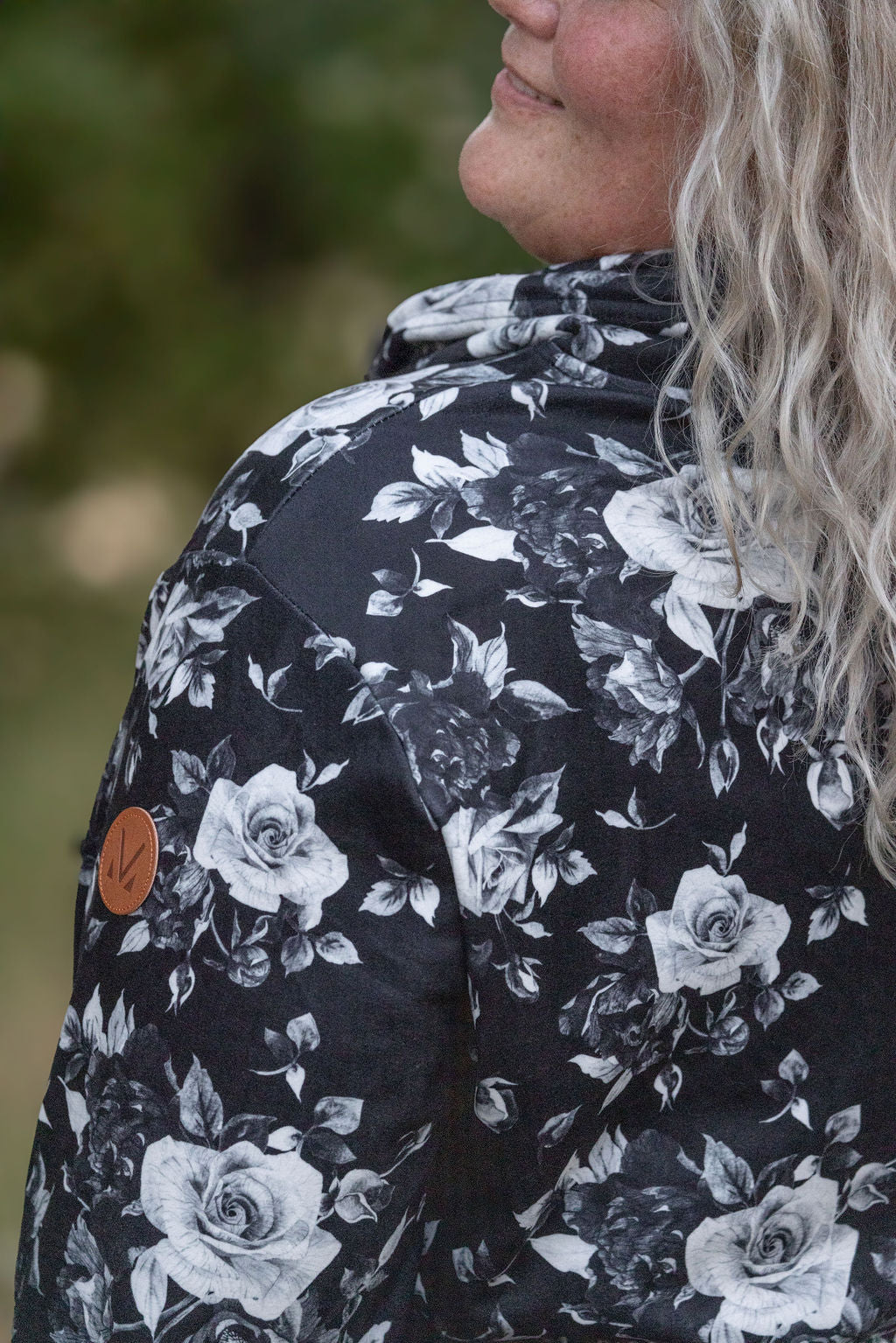 Michelle Mae Soft Funnel Neck - Black Floral