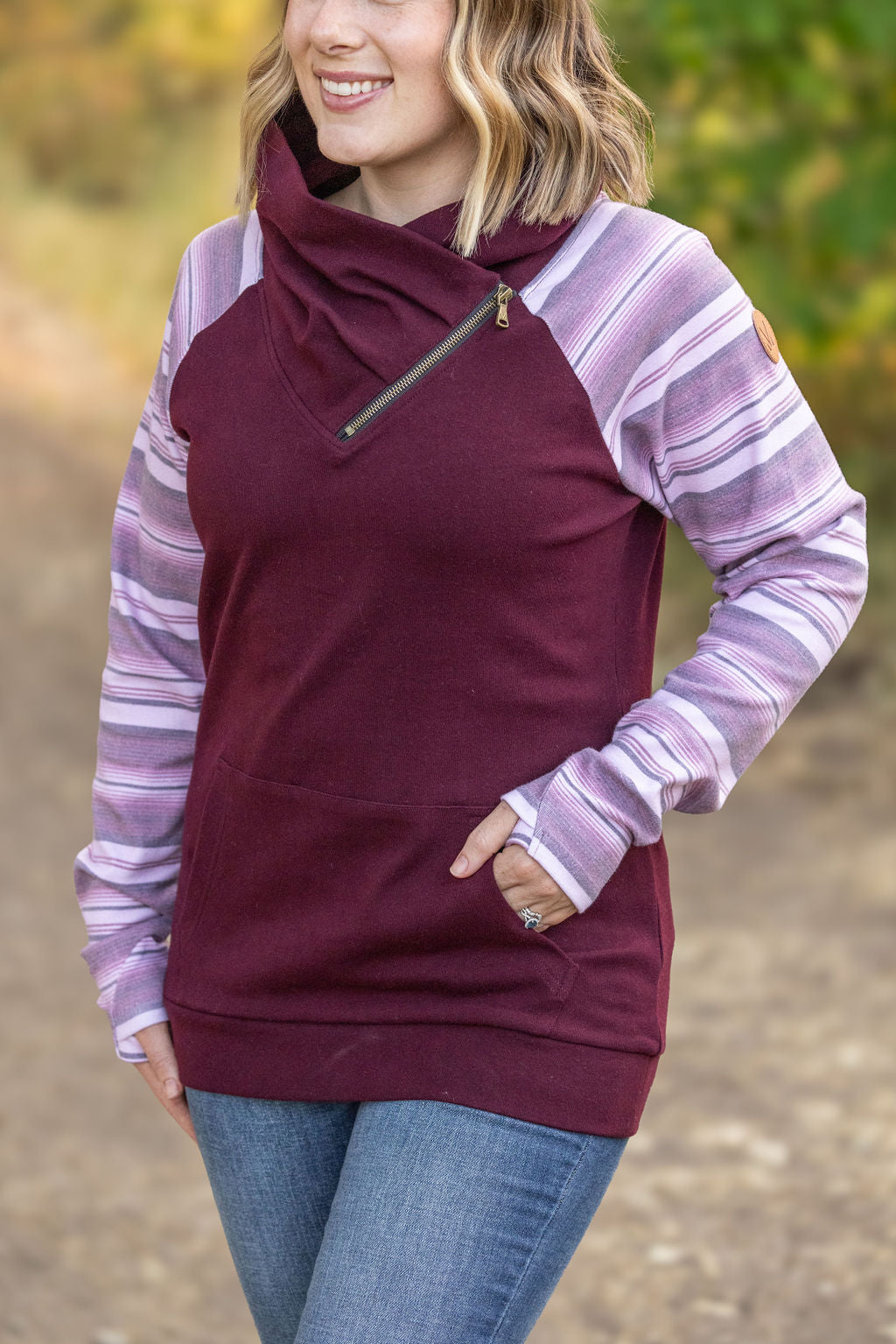 Michelle Mae Classic Zoey ZipCowl Sweatshirt - Berry Serape