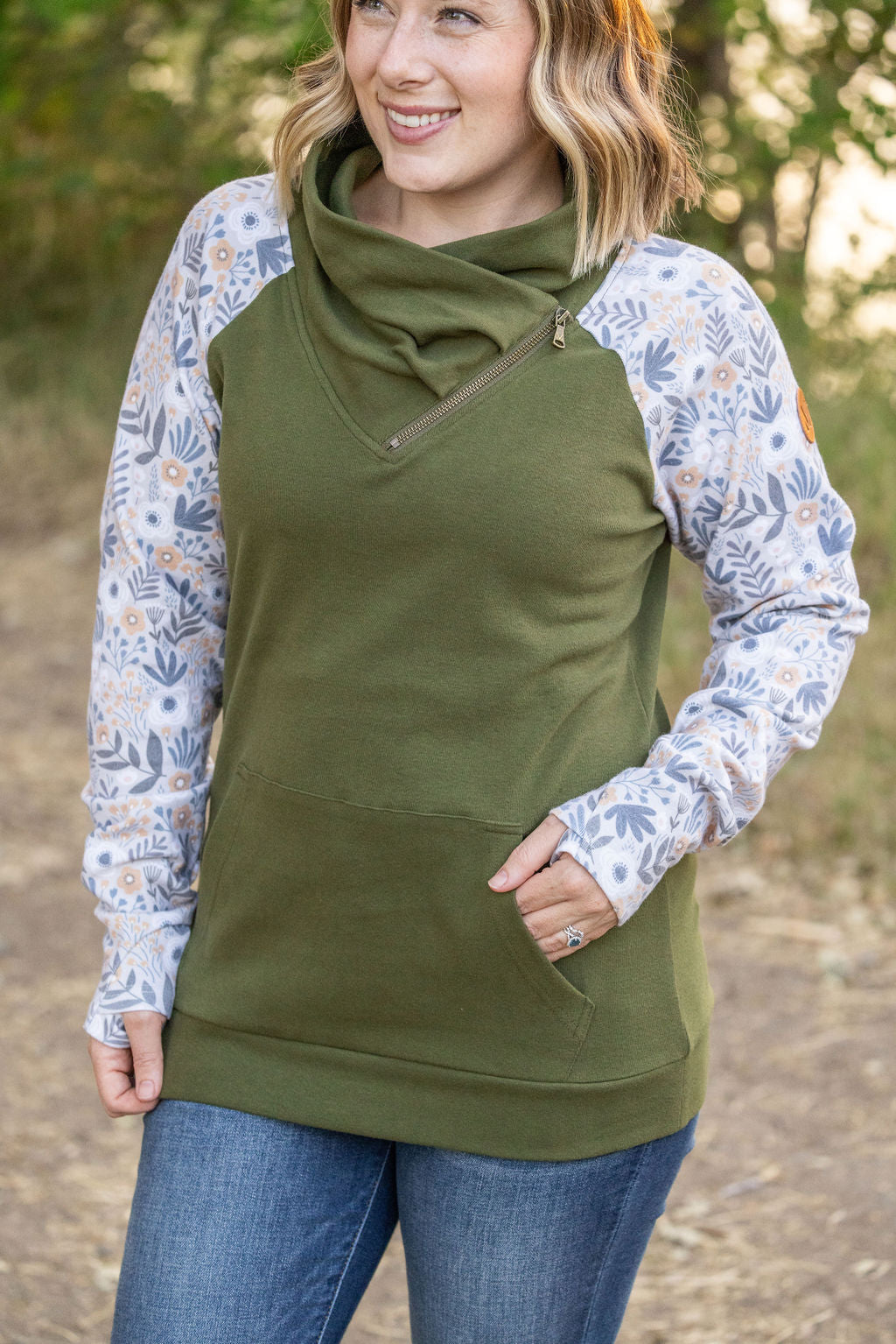 Michelle Mae Zoey ZipCowl - Olive and Boho Floral