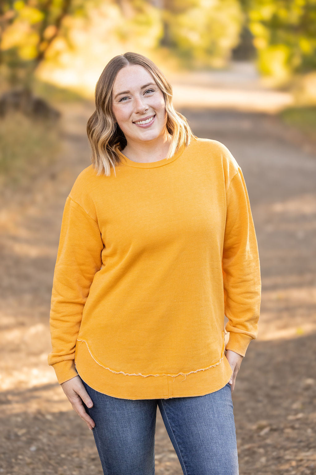 Michelle Mae Vintage Wash Pullover - Mustard