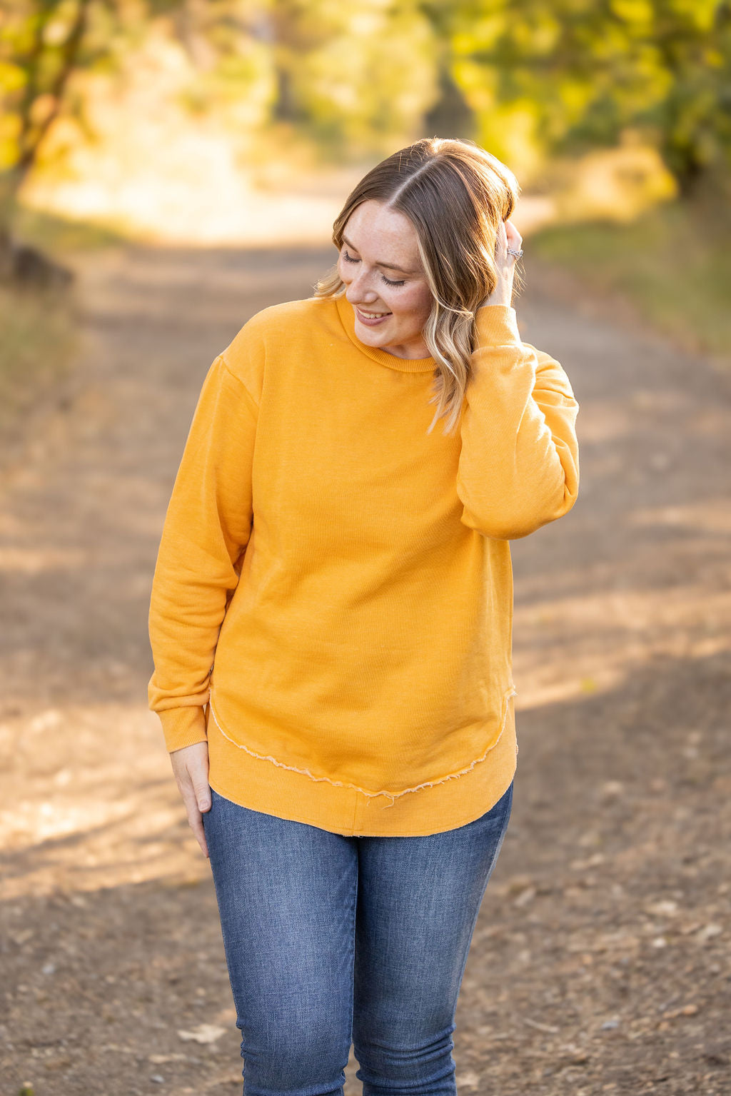 Michelle Mae Vintage Wash Pullover - Mustard