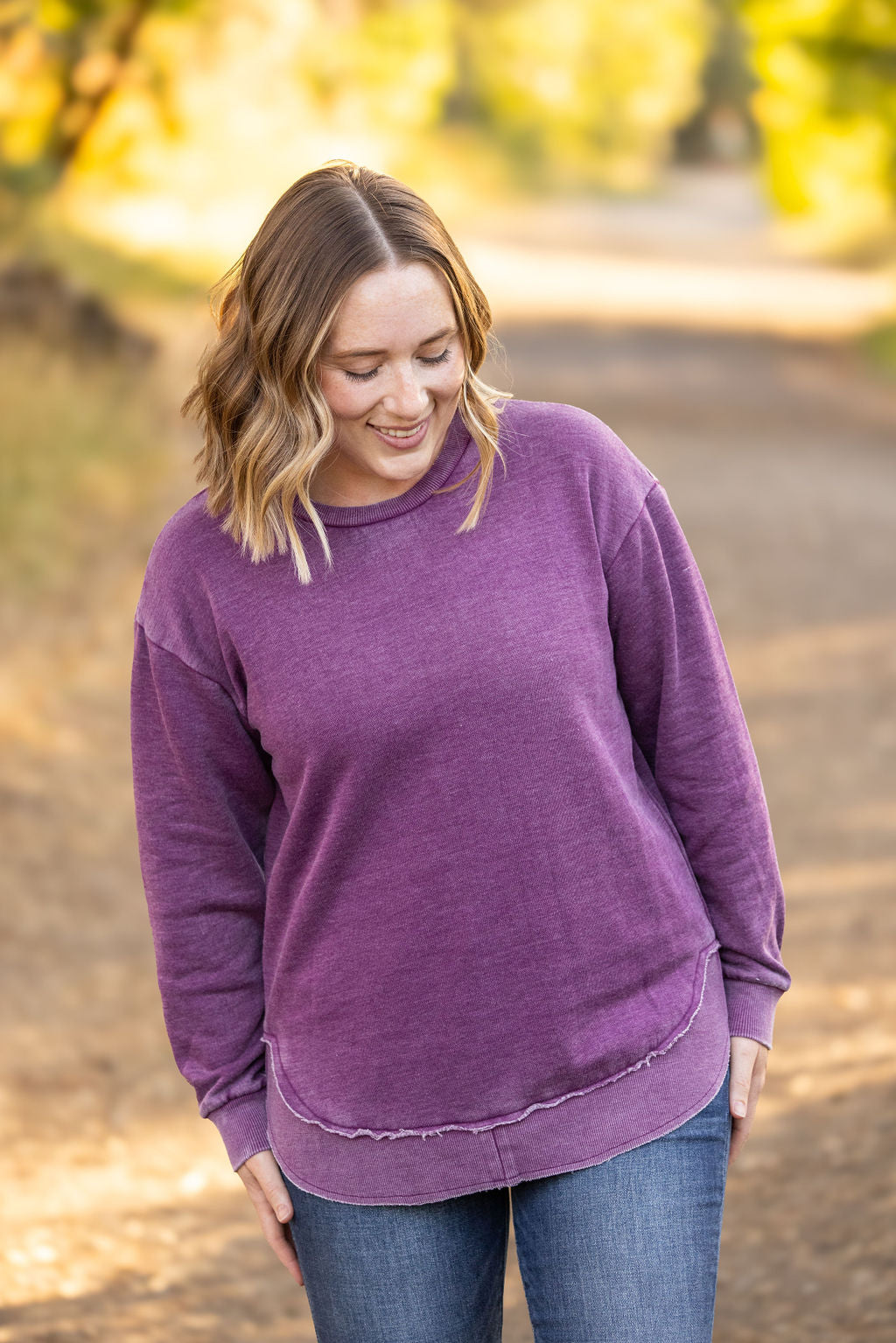 Michelle Mae Vintage Wash Pullover - Purple