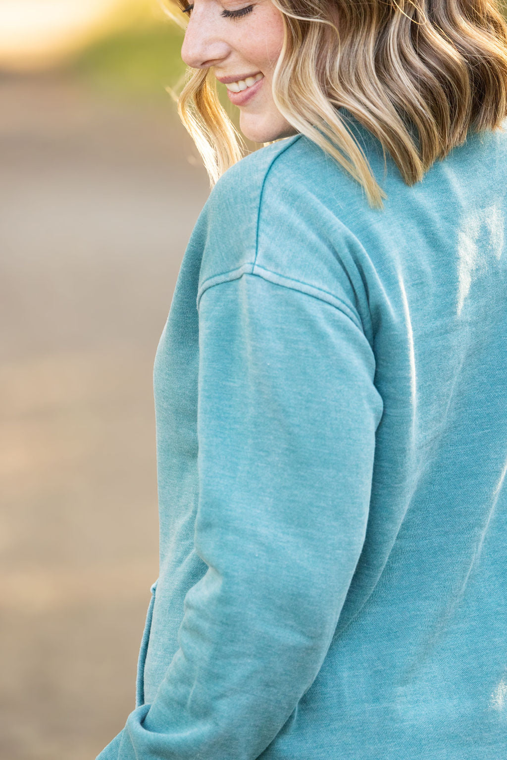 Michelle Mae Vintage Wash Pocket Pullover - Teal