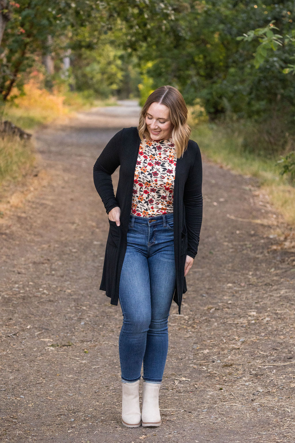 Michelle Mae Blair Long Sleeve Top - Red Floral