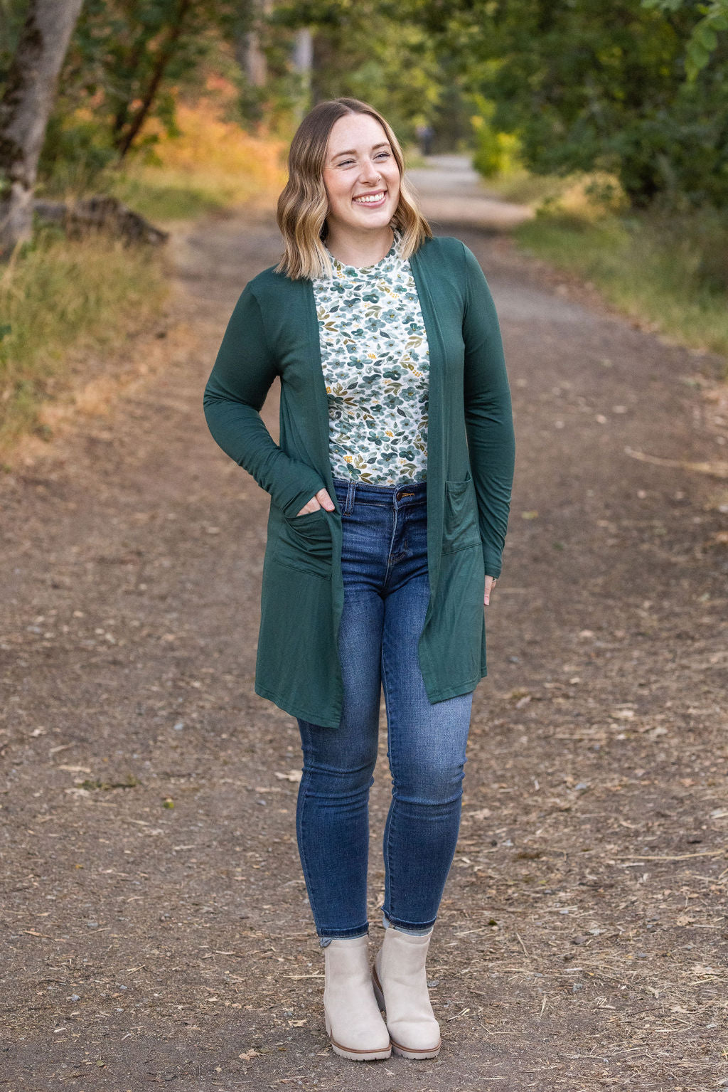 Michelle Mae Blair Long Sleeve Top - Green Floral