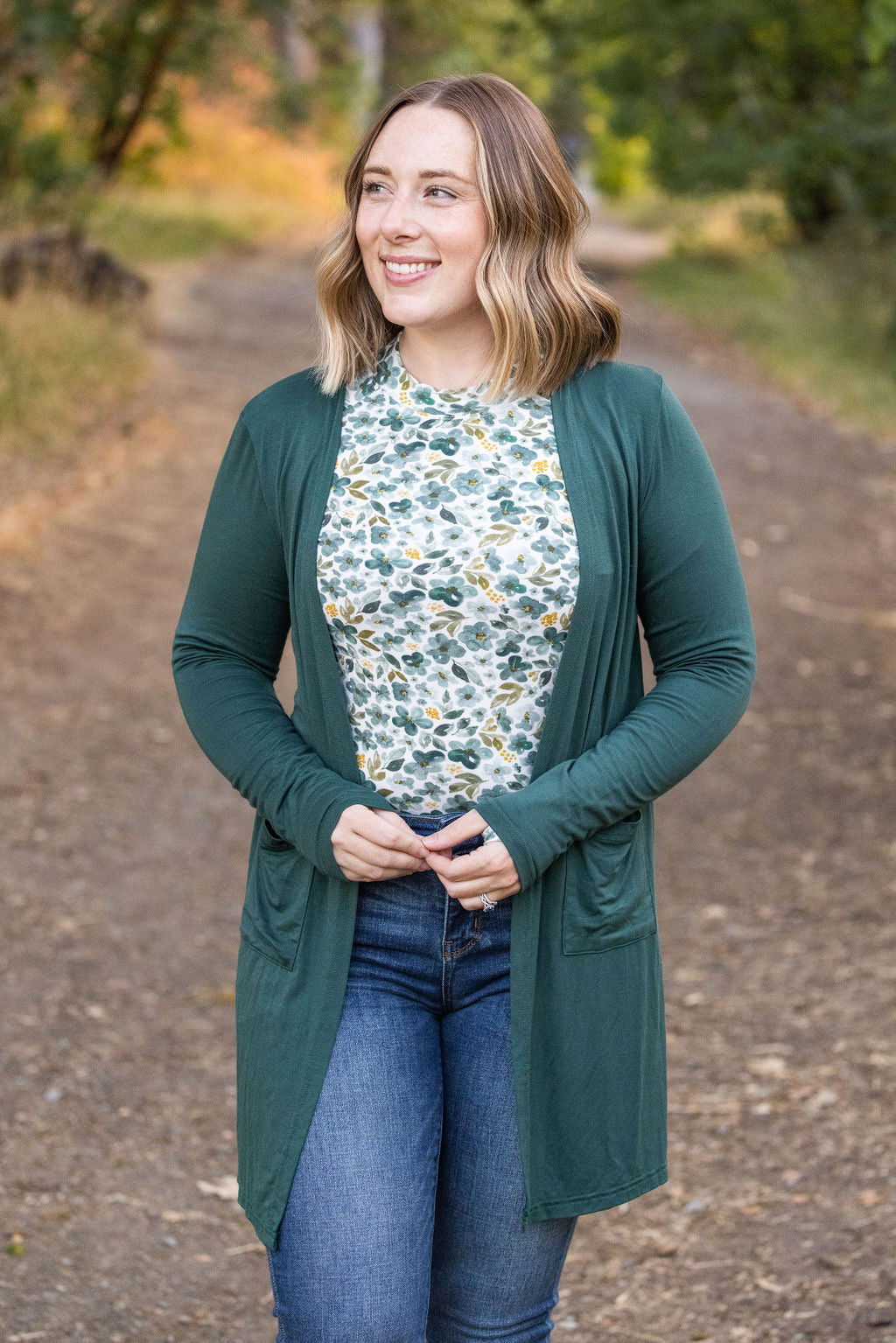 Michelle Mae Blair Long Sleeve Top - Green Floral