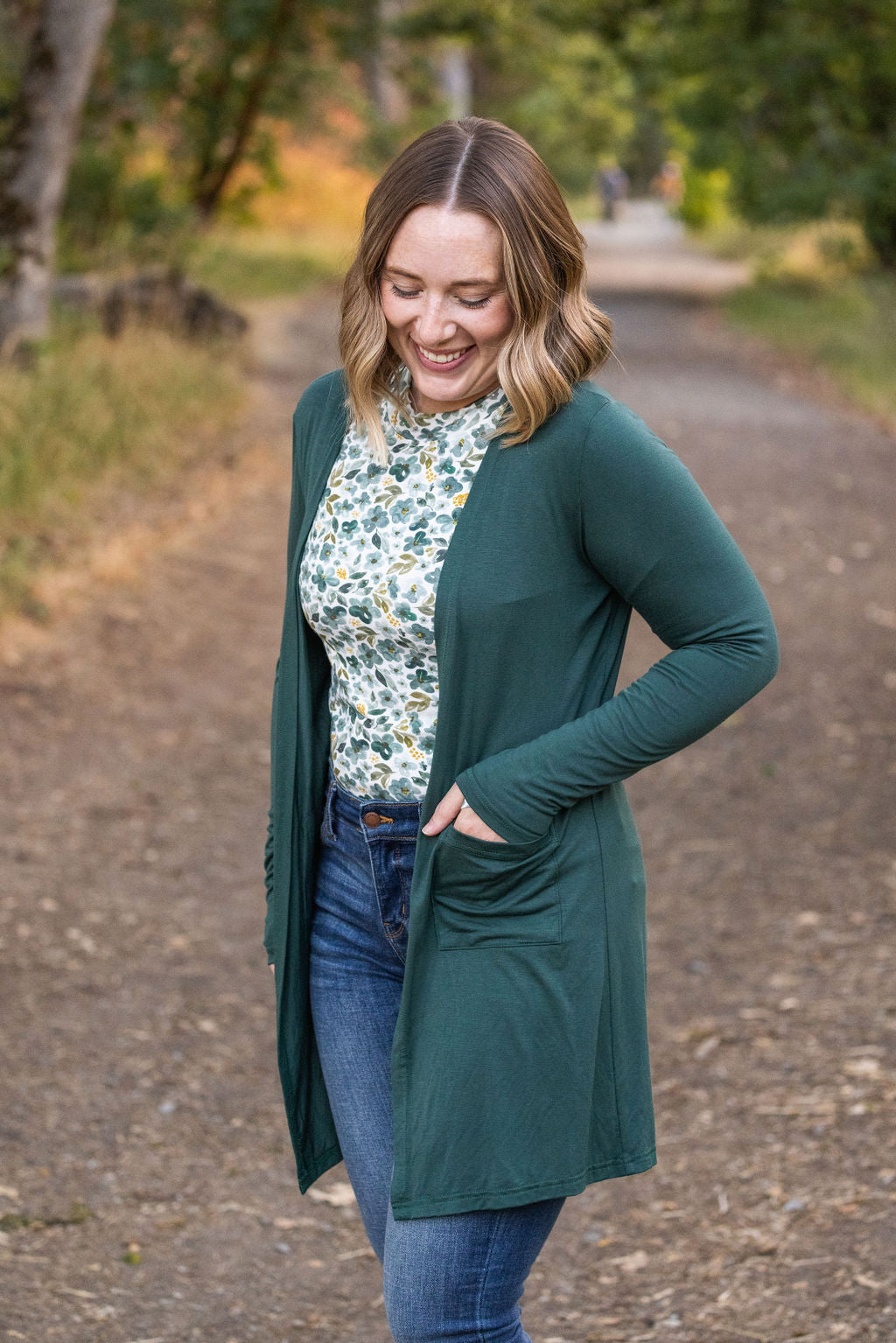 Michelle Mae Blair Long Sleeve Top - Green Floral