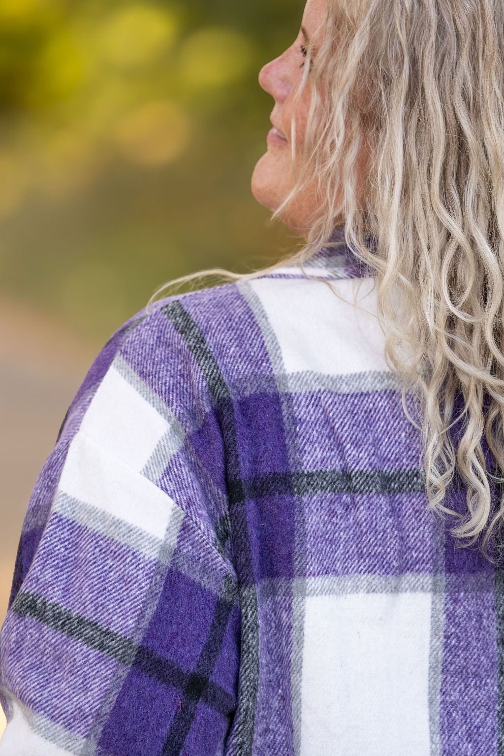 Michelle Mae Norah Plaid Shacket - Purple Mix