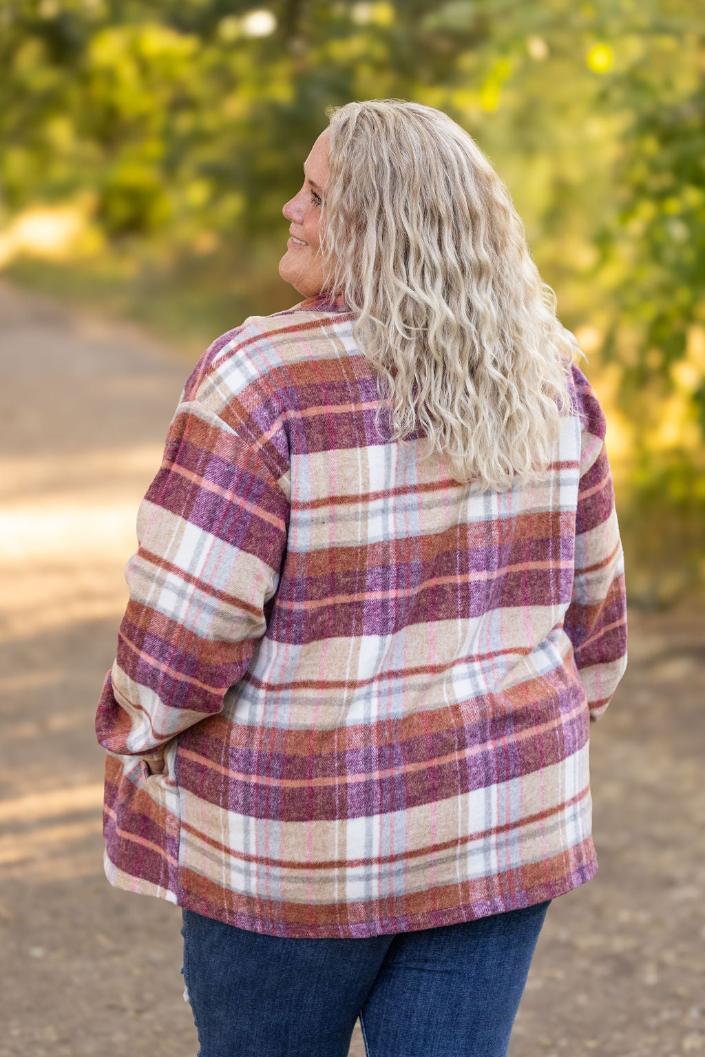 Michelle Mae Norah Plaid Shacket - Sunset Plaid