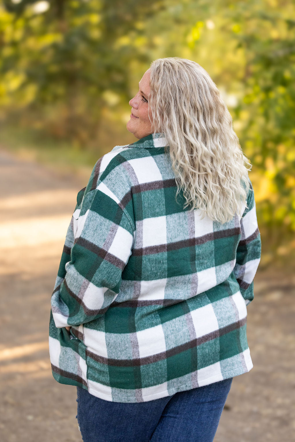 Michelle Mae Norah Plaid Shacket - Classic Green and Grey Mix