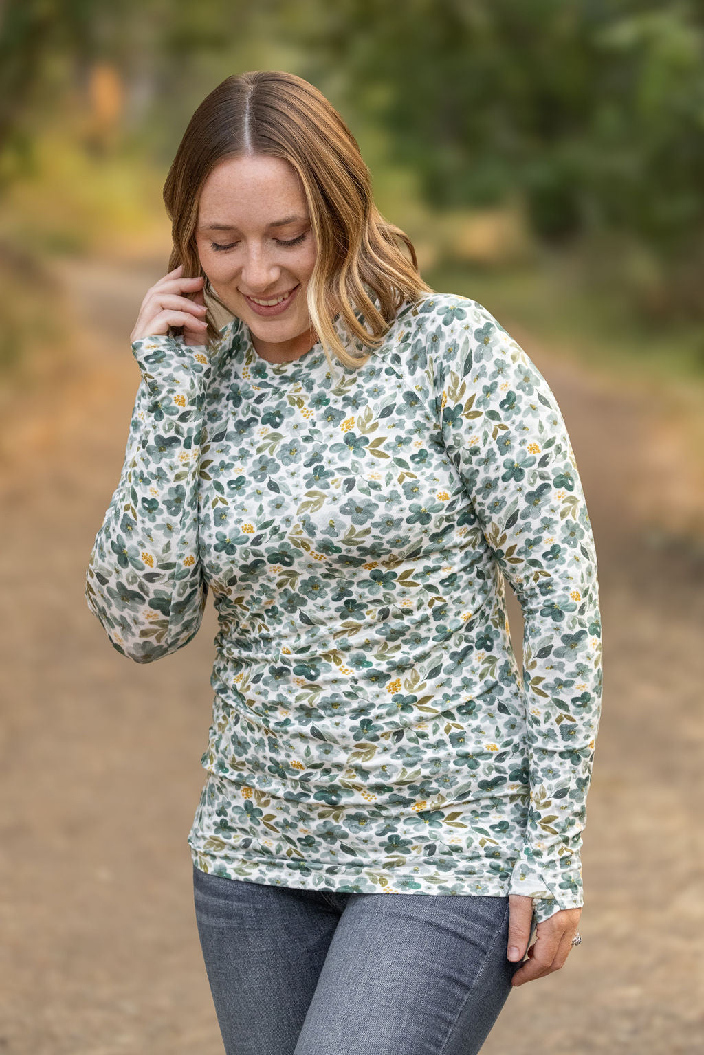 Michelle Mae Blair Long Sleeve Top - Green Floral