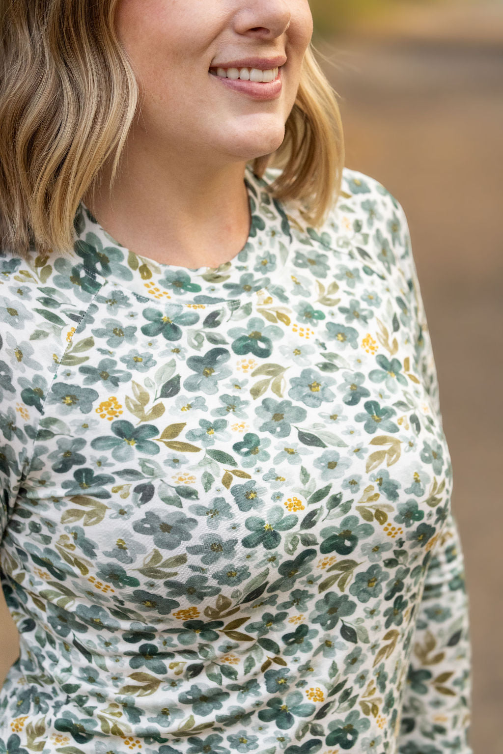 Michelle Mae Blair Long Sleeve Top - Green Floral