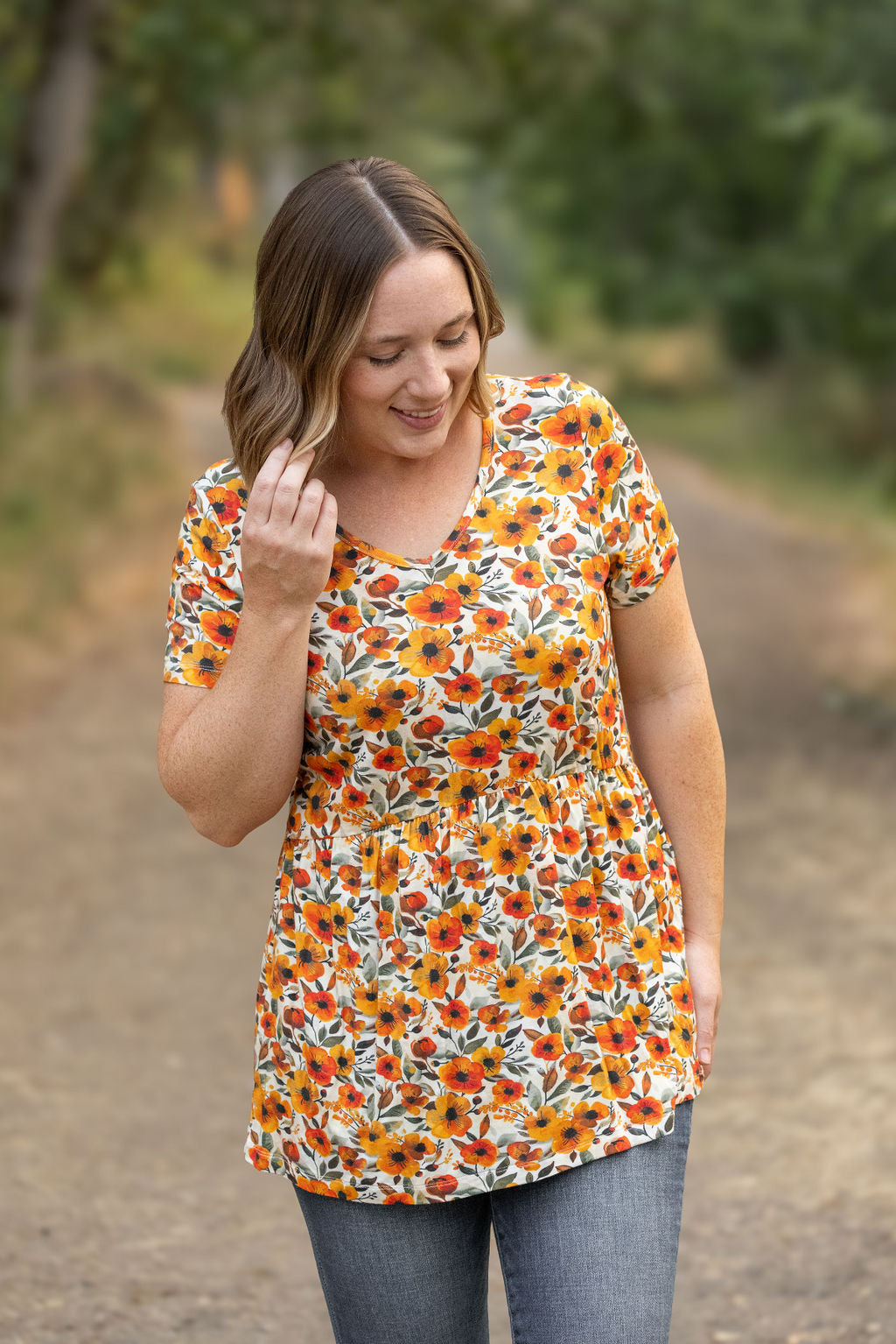 Michelle Mae Sarah Ruffle Short Sleeve - Fall Floral