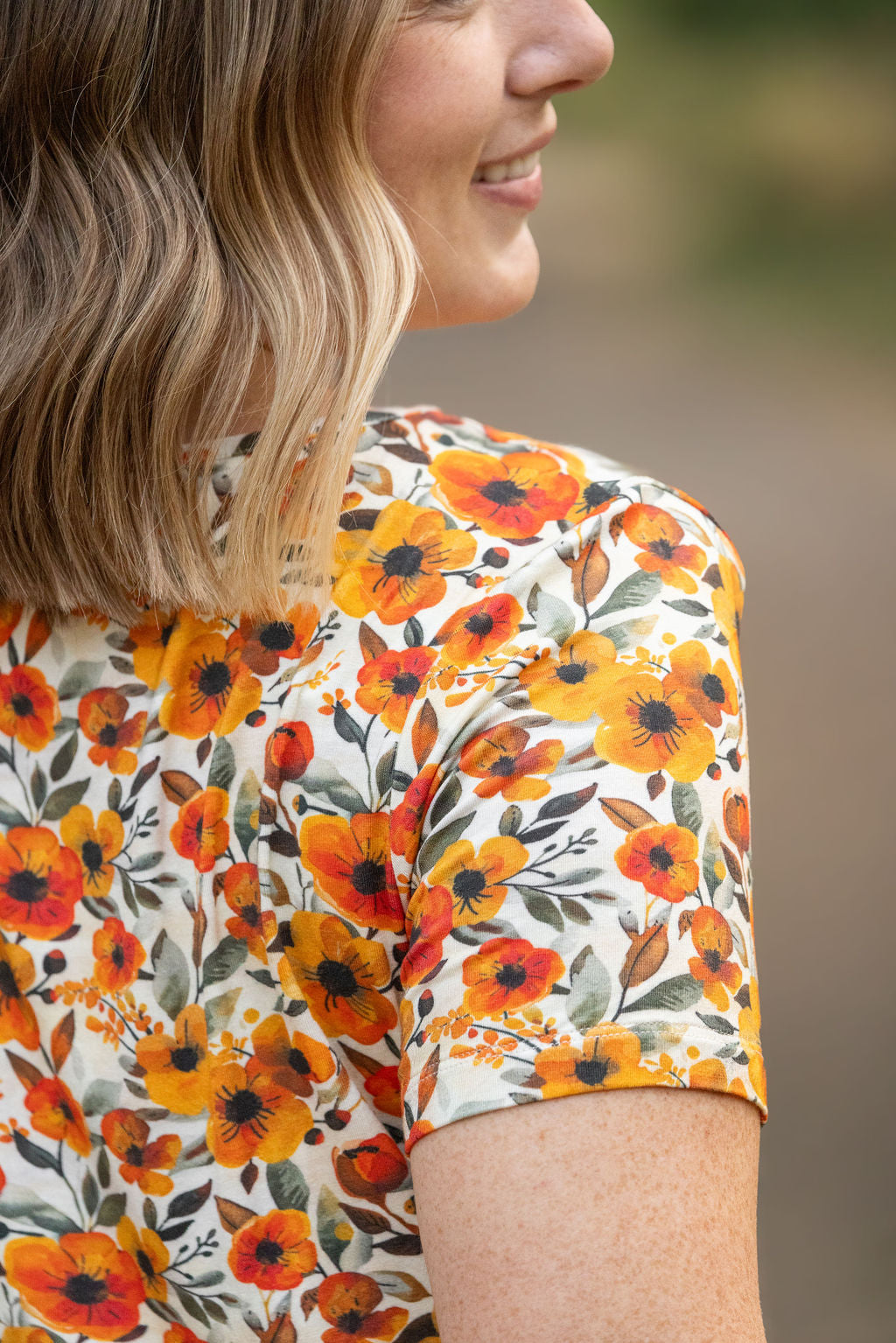 Michelle Mae Sarah Ruffle Short Sleeve - Fall Floral