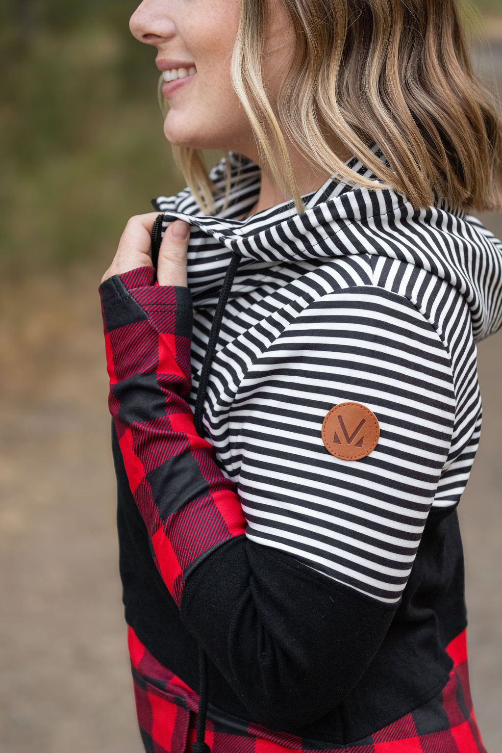 Michelle Mae Colorblock Fullzip - Plaid and Stripes