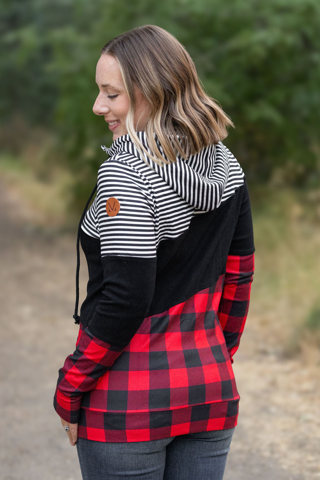 Michelle Mae Colorblock Fullzip - Plaid and Stripes