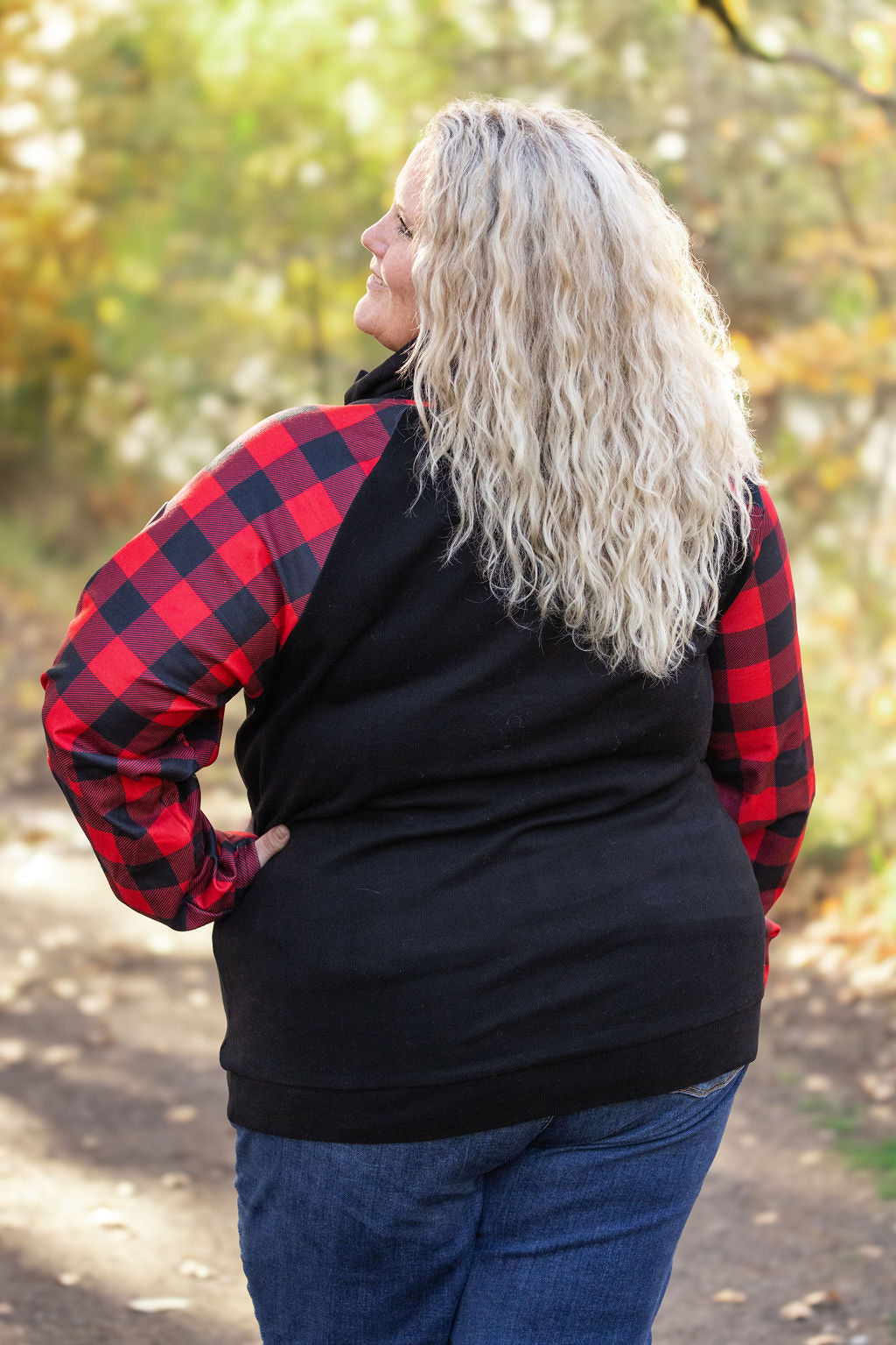 Michelle Mae Zoey ZipCowl - Black and Buffalo Plaid