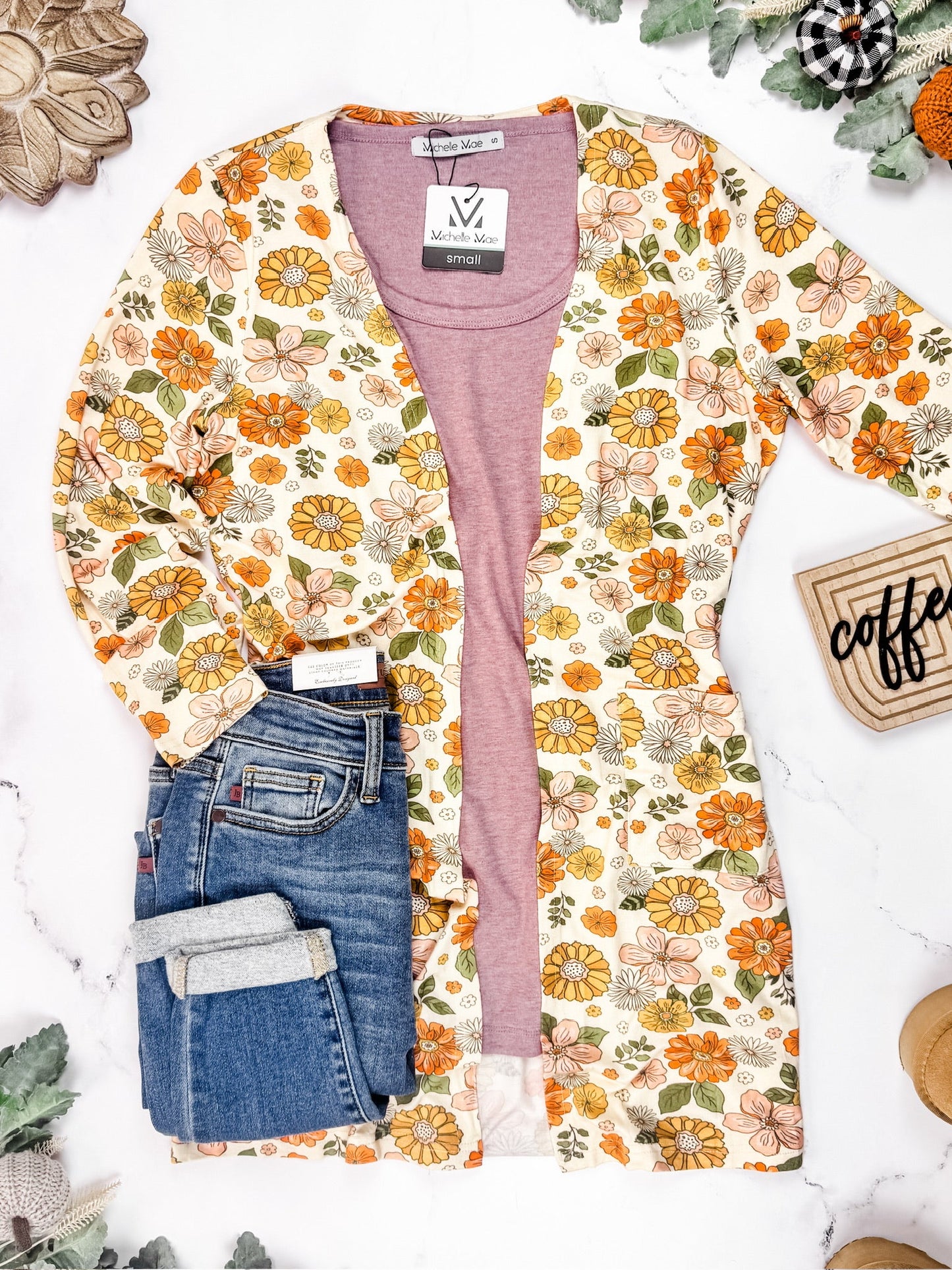 Michelle Mae Classic Cardigan - Fall Boho Floral