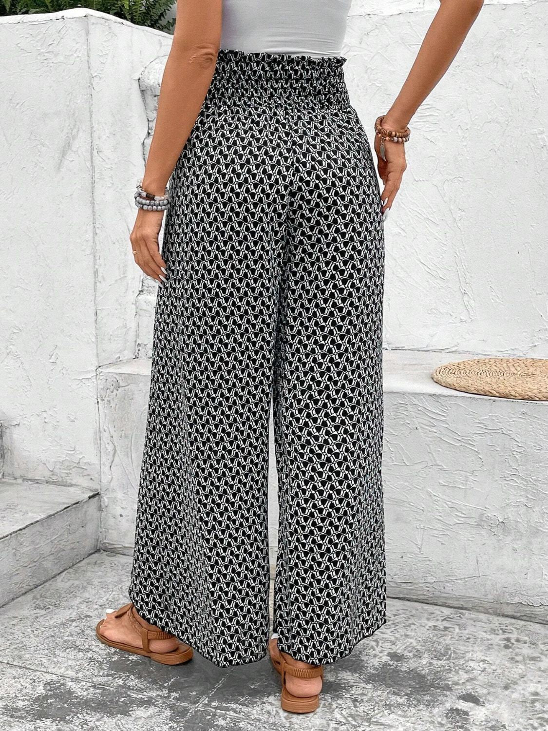 PREORDER- Tied Printed Wide Leg Pants