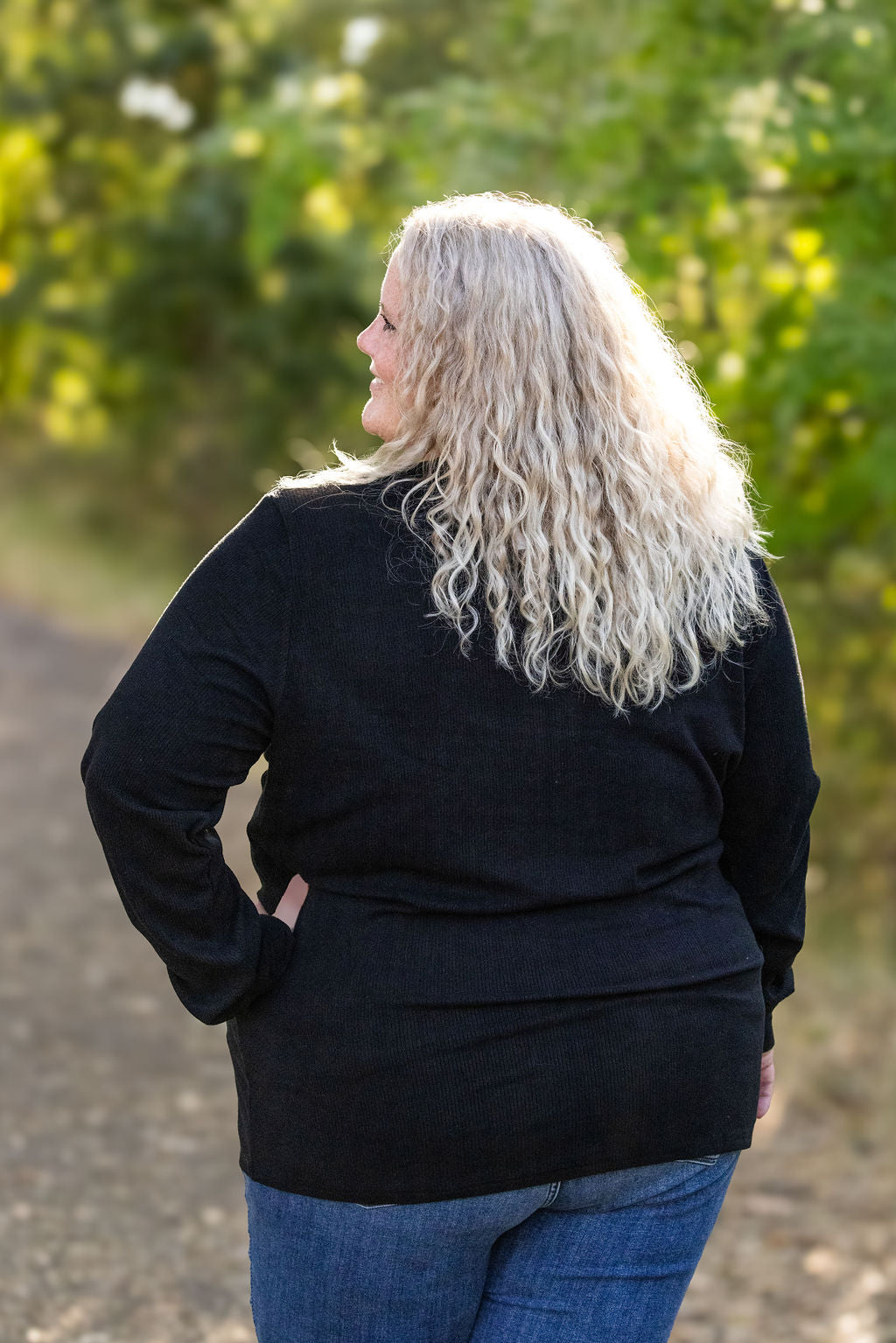 Michelle Mae Brielle Henley Ribbed Long Sleeve - Black