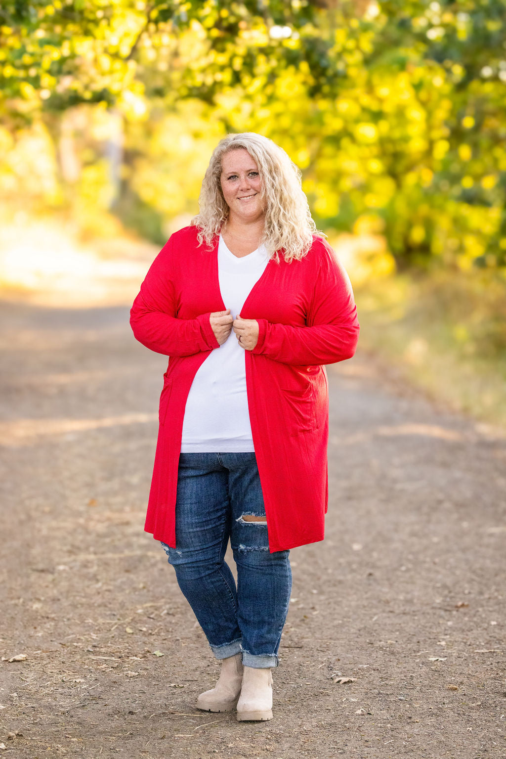 Michelle Mae Classic Cardigan - Red