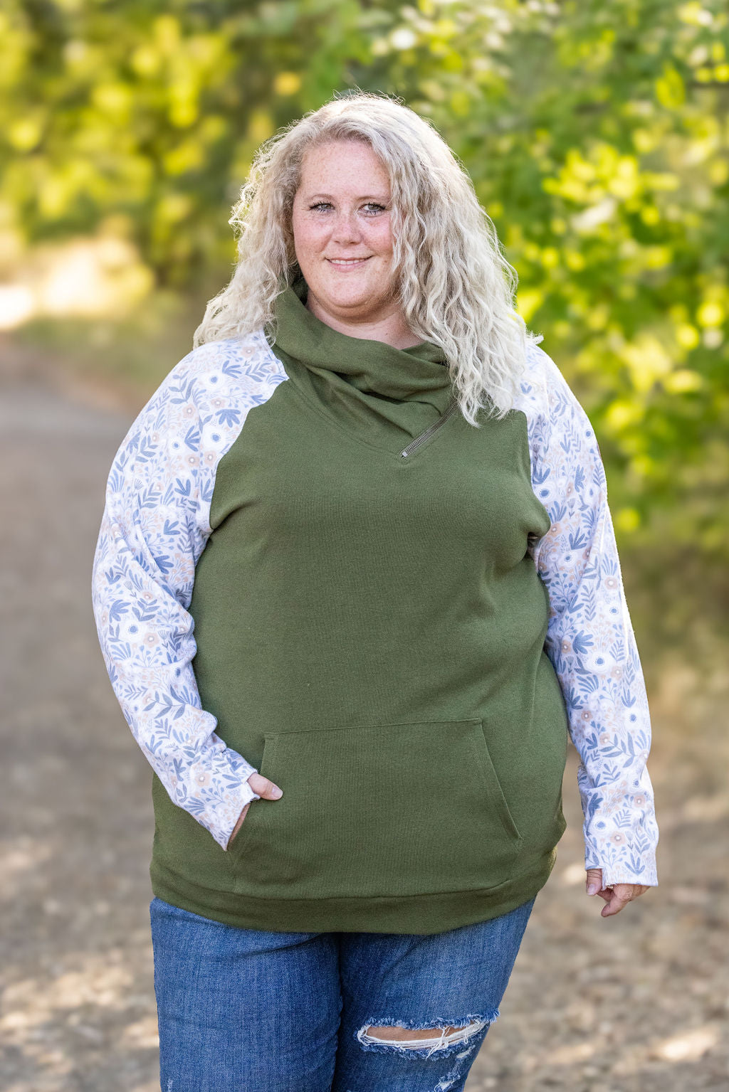 Michelle Mae Zoey ZipCowl - Olive and Boho Floral