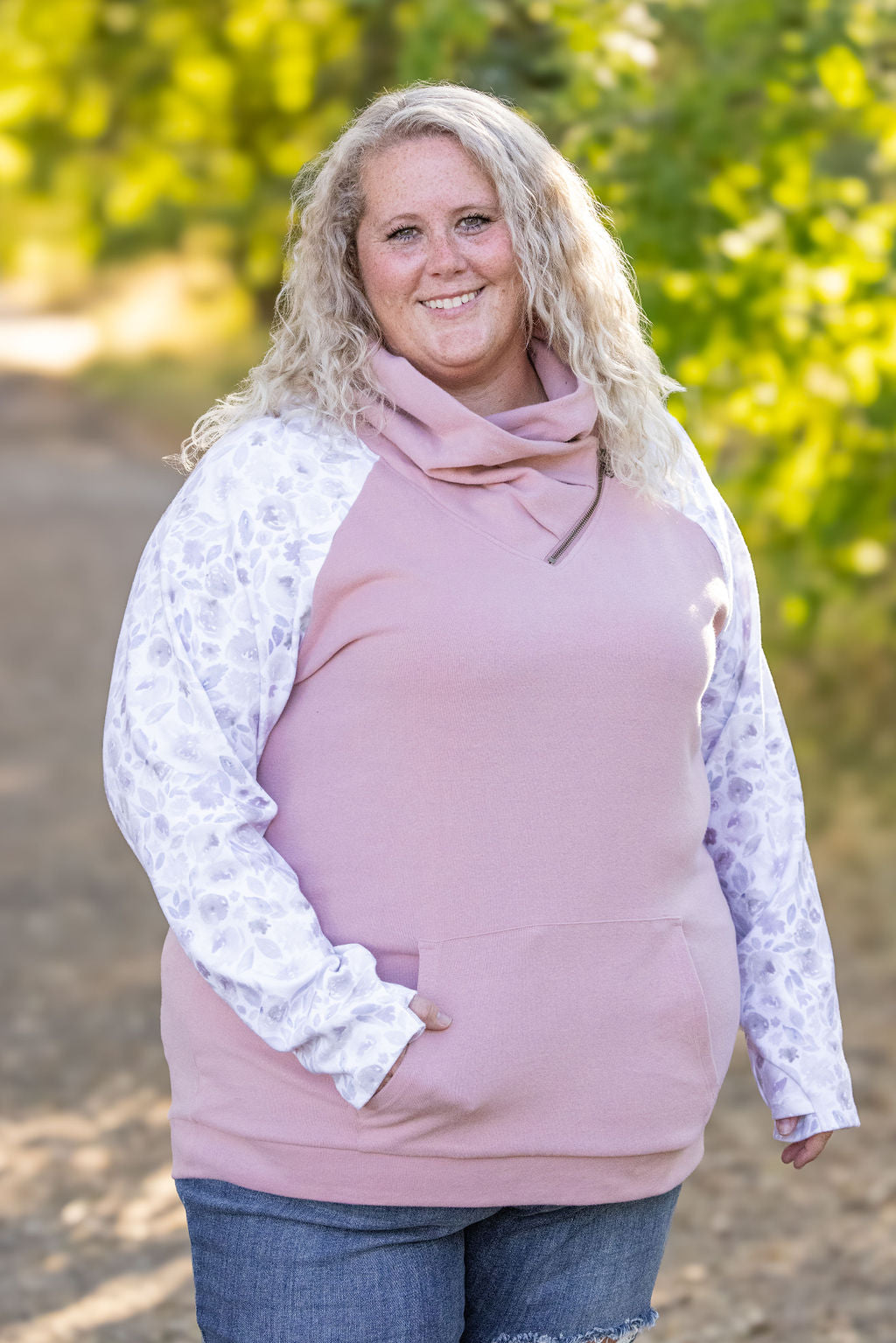 Michelle Mae Zoey ZipCowl - Pink and Blush Floral