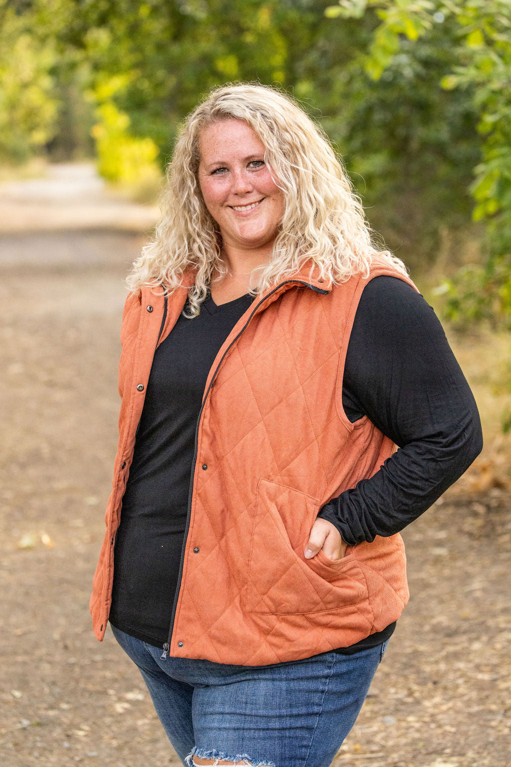 Michelle Mae Corduroy Vest - Pumpkin