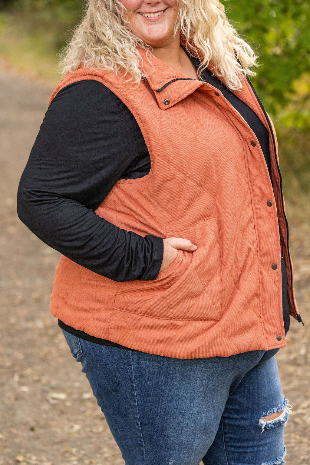 Michelle Mae Corduroy Vest - Pumpkin