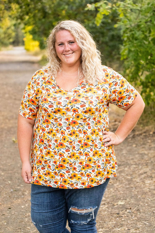 Michelle Mae Sarah Ruffle Short Sleeve - Fall Floral