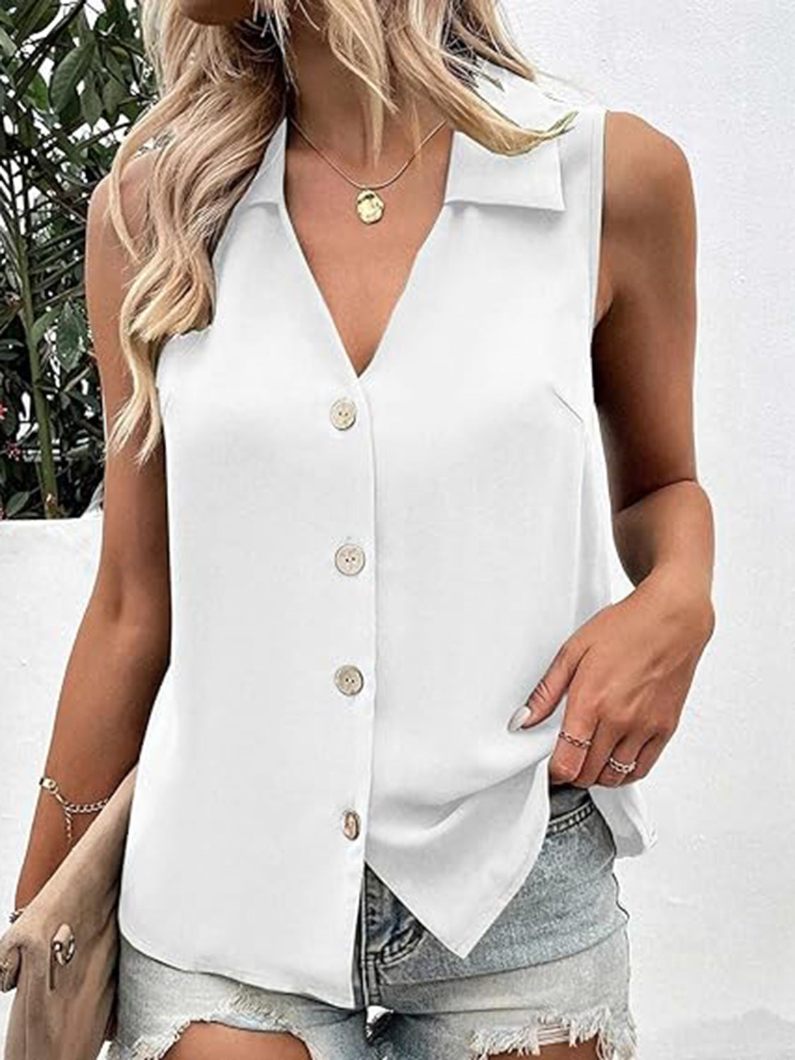 PREORDER- Full Size Johnny Collar Button Up Tank